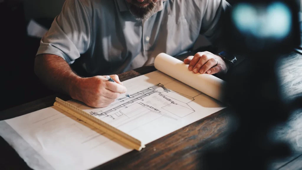 An author architecting the foundation of a story, representing the craft of Storyology.